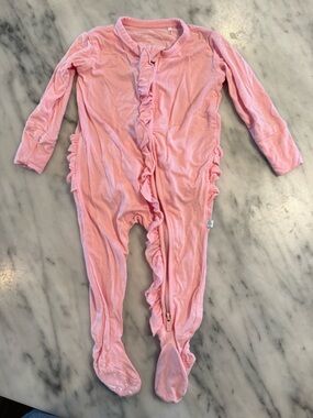 Posh Peanut - Pink Ruffle footie - 3-6mo